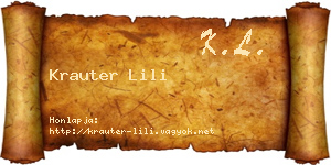 Krauter Lili névjegykártya